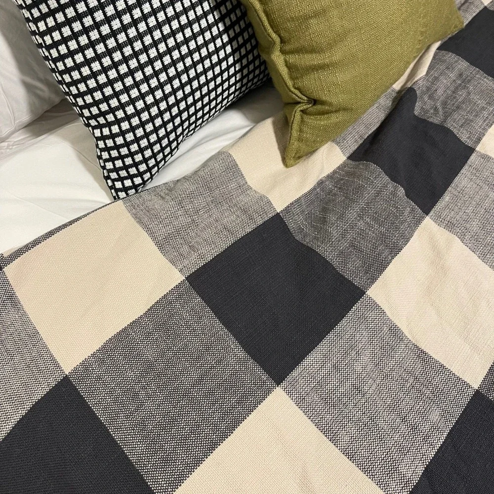 Pottery Barn Bryce Buffalo Check Cotton Duvet‎ Cover Full/Queen Charcoal Grey